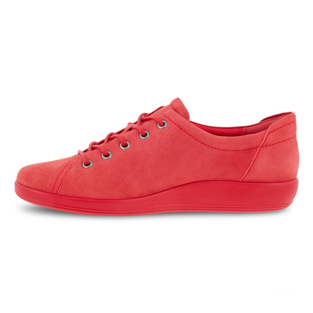 Womens Sneakers - ECCO Soft 2.0 Tie - Red - 7129WUGLQ